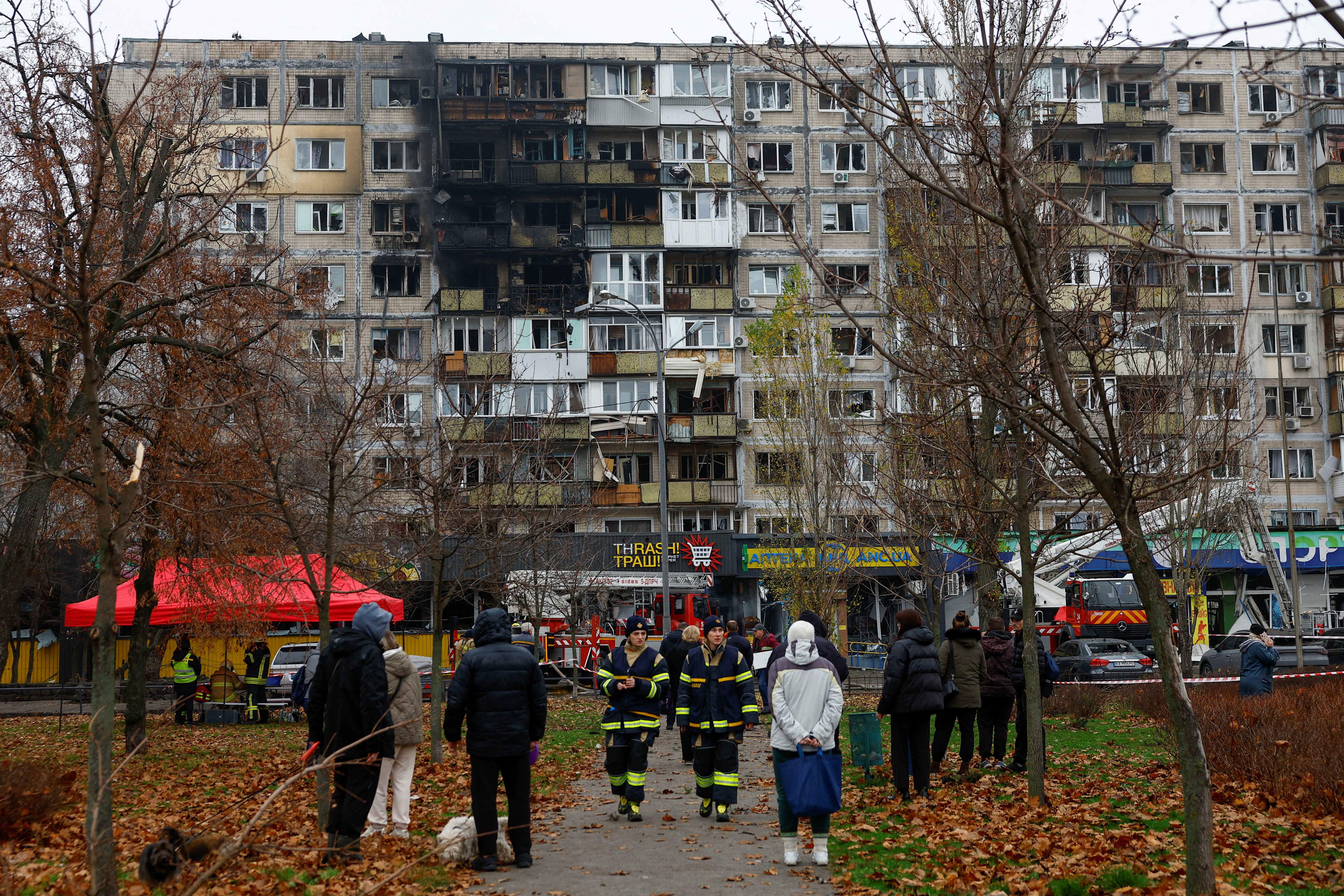 Aftermath of a Russian missile and drone attack in Kyiv