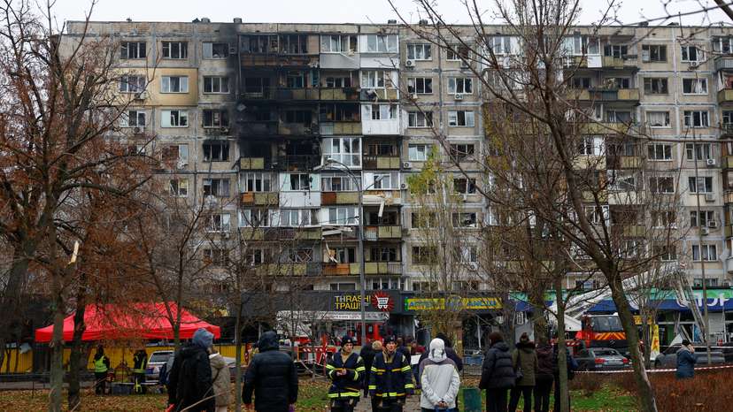 Aftermath of a Russian missile and drone attack in Kyiv