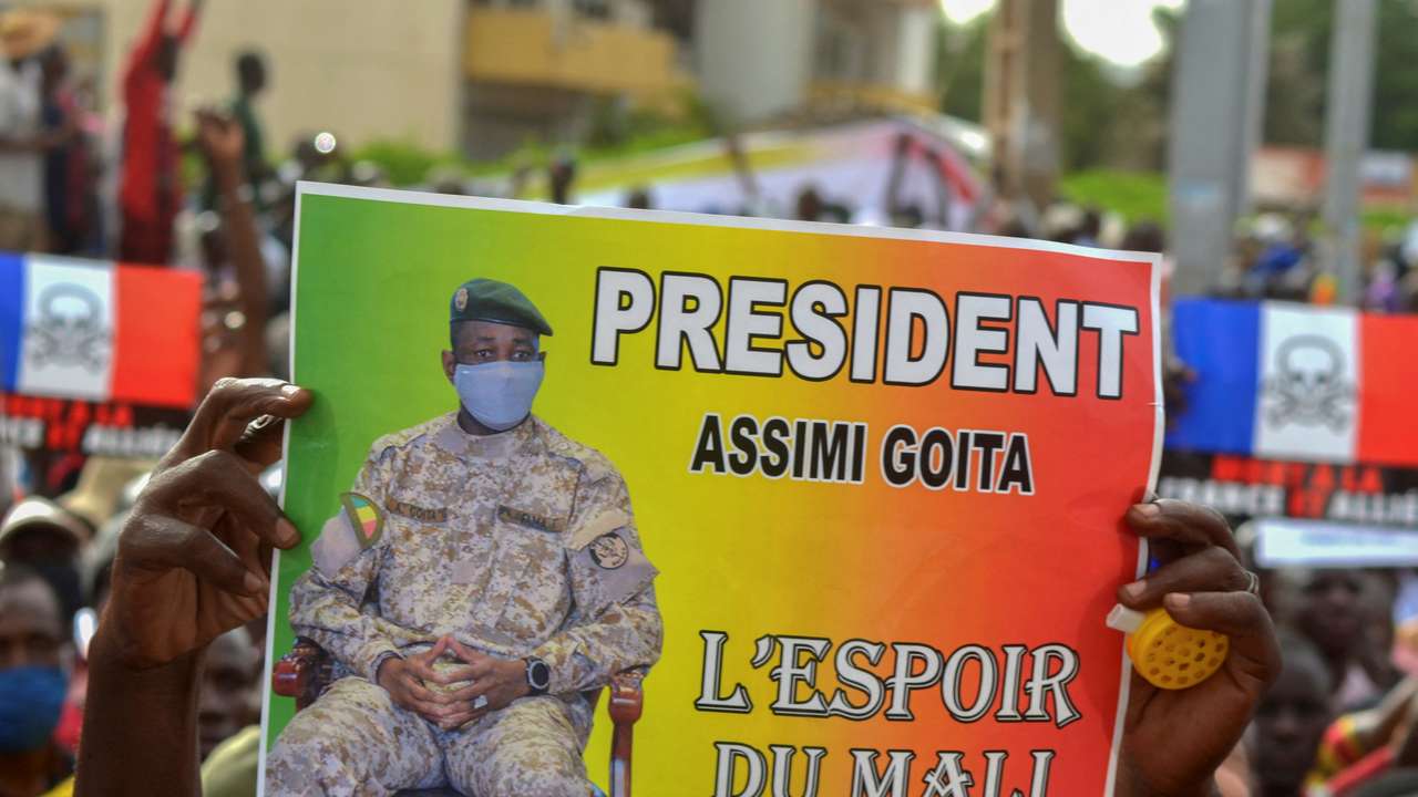 FILE PHOTO: Supporters of Mali's M5-RFP opposition coalition, gather during a rally at the Independence Square in Bamako