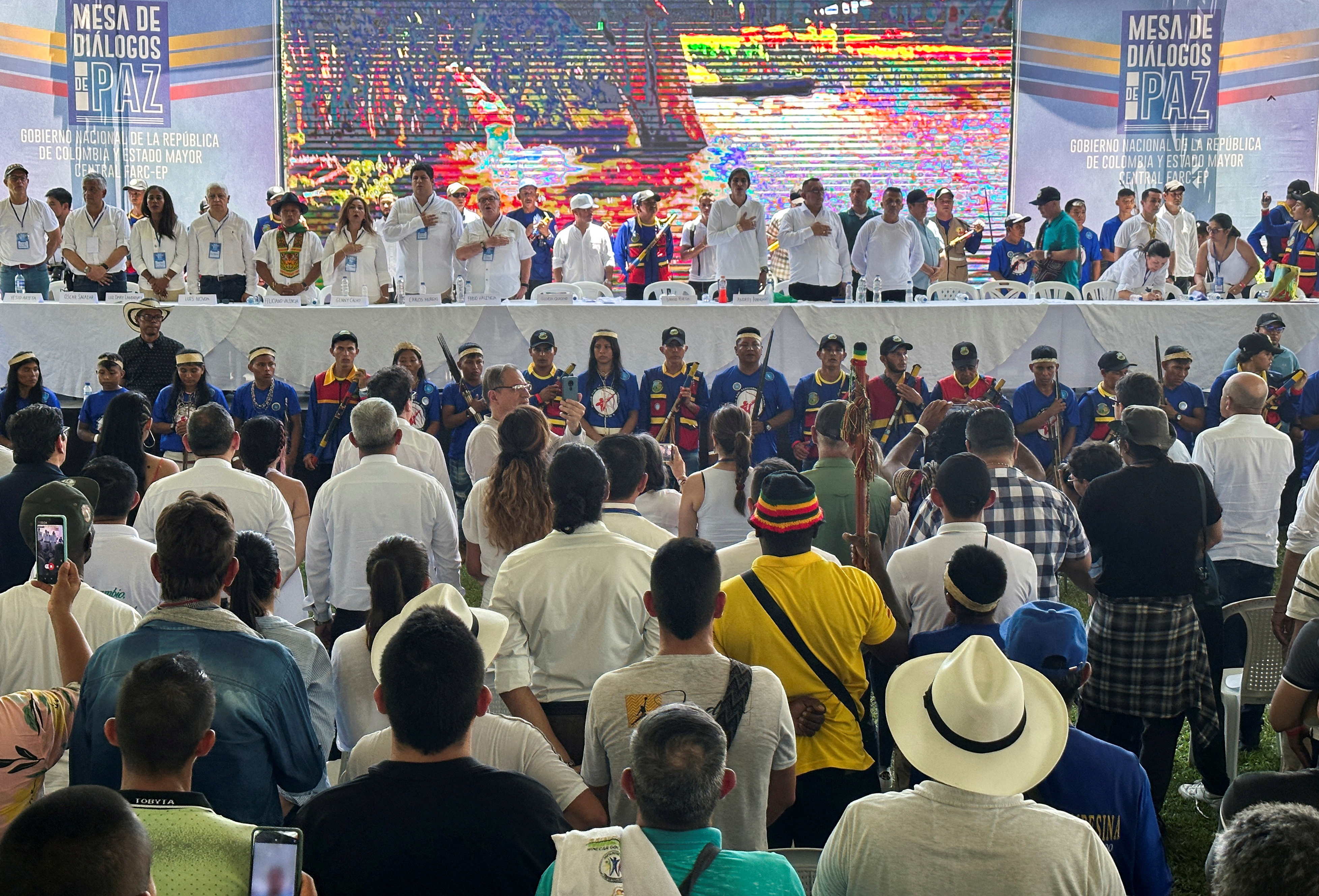 FILE PHOTO: Installation of the peace dialogues between the FARC guerrilla dissidents, the Central General Staff (EMC), and the Colombian government, in Tibu