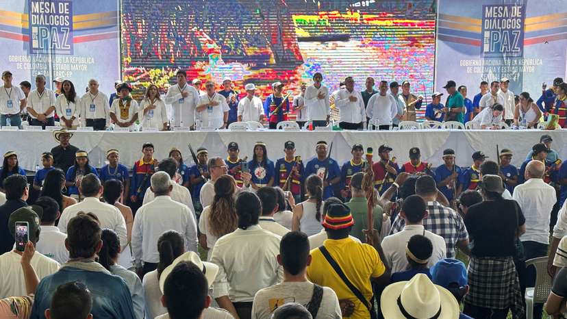 FILE PHOTO: Installation of the peace dialogues between the FARC guerrilla dissidents, the Central General Staff (EMC), and the Colombian government, in Tibu