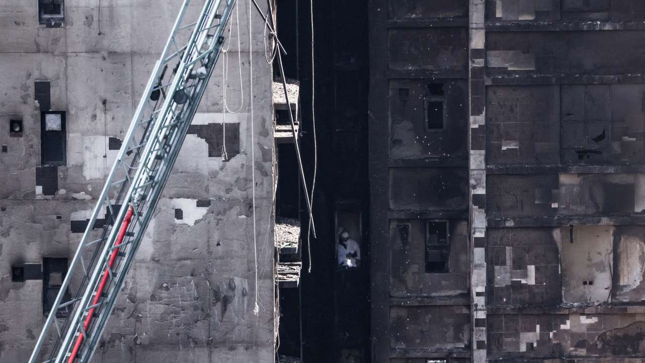 Aftermath of a deadly fire at the Wang Fuk Court housing complex in Hong Kong