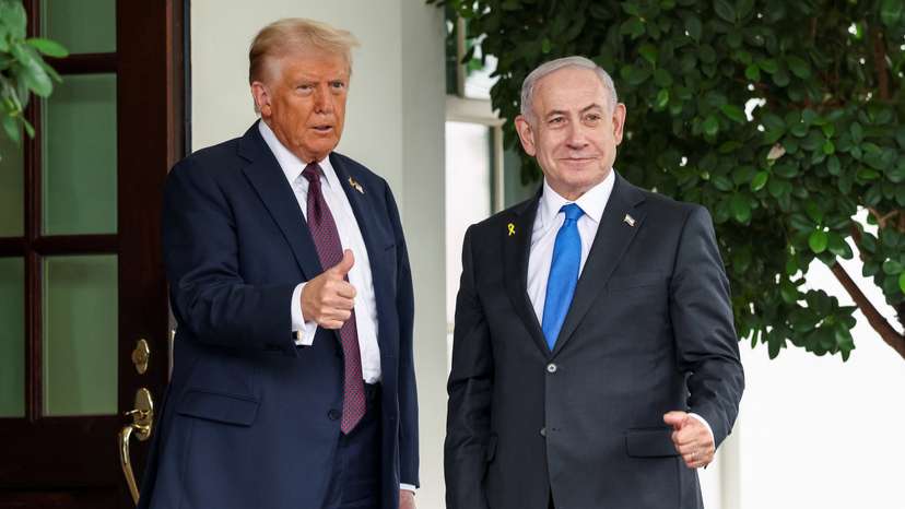 U.S. President Trump meets Israeli PM Netanyahu at the White House in Washington