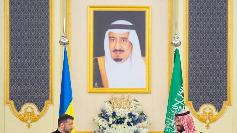 Ukrainian President Volodymyr Zelenskiy meets Saudi Crown Prince, Mohammed bin Salman, during his visit to Jeddah