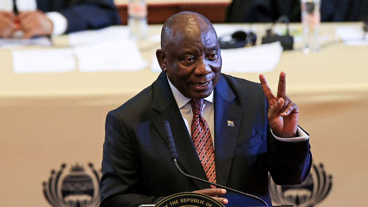 FILE PHOTO: South African President Ramaphosa delivers his 2025 State of the Nation Address in Cape Town