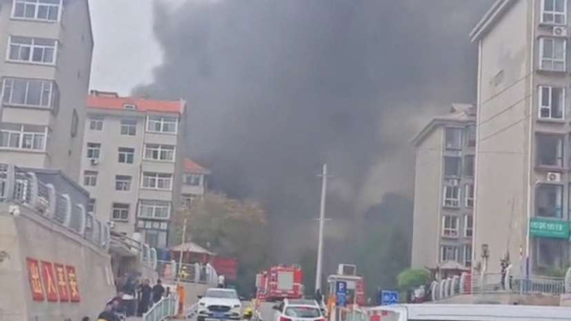 Smoke rises, following reports from state media of an explosion in a residential area, in Taiyuan