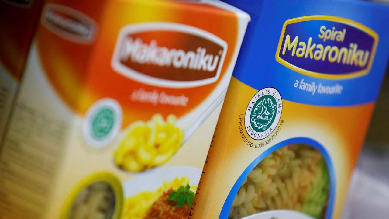 FILE PHOTO: Halal label is seen on a pack of food displayed to sell at a mini market in Jakarta