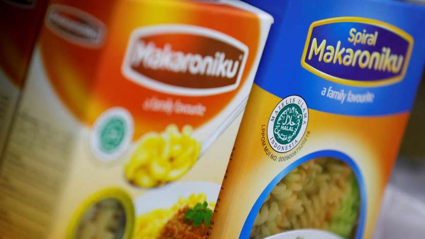FILE PHOTO: Halal label is seen on a pack of food displayed to sell at a mini market in Jakarta
