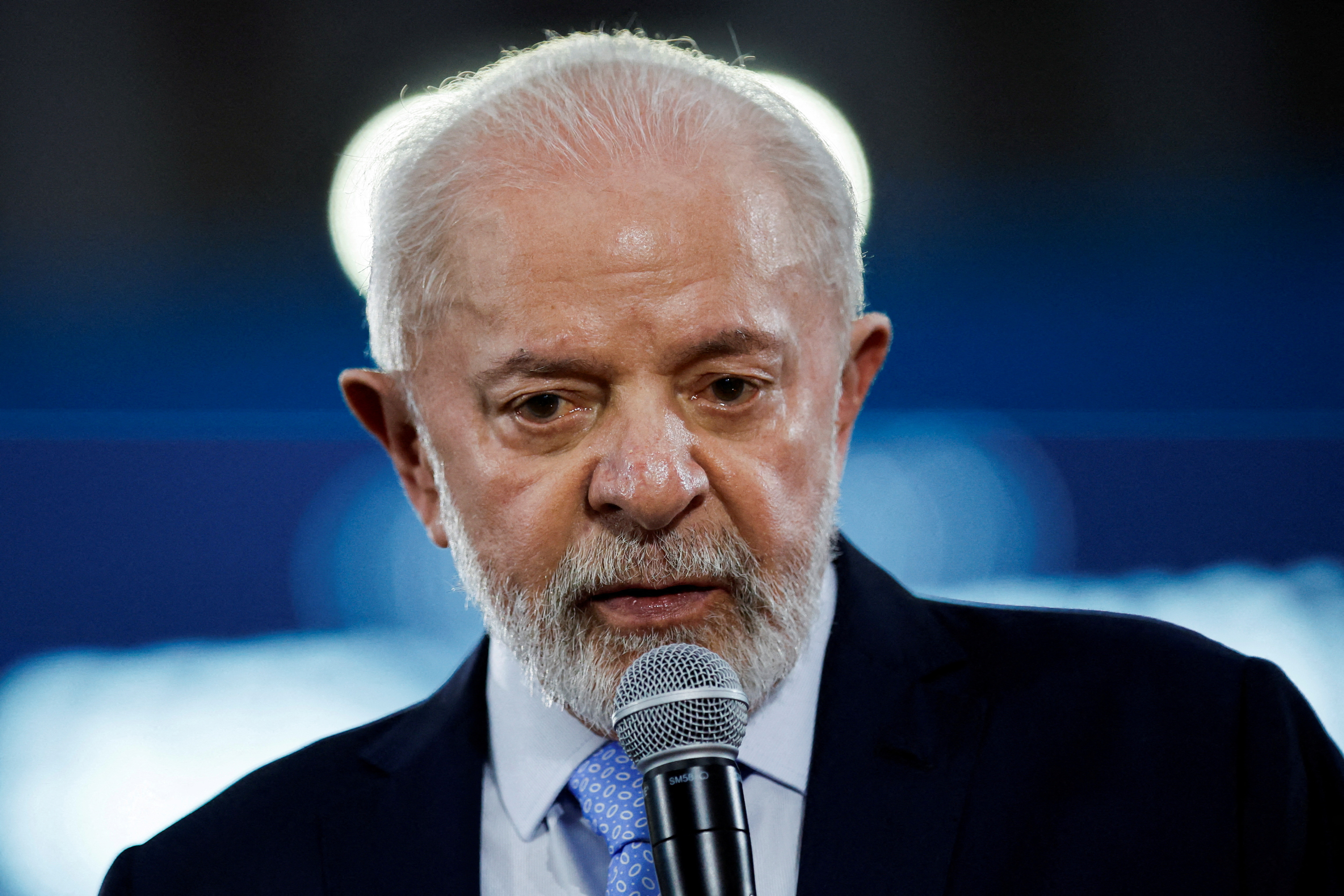 FILE PHOTO: Brazil's President Luiz Inacio Lula da Silva speaks during the opening of the National Construction Industry meeting at the headquarters of the Brazilian National Confederation of Industry (CNI) in Brasilia
