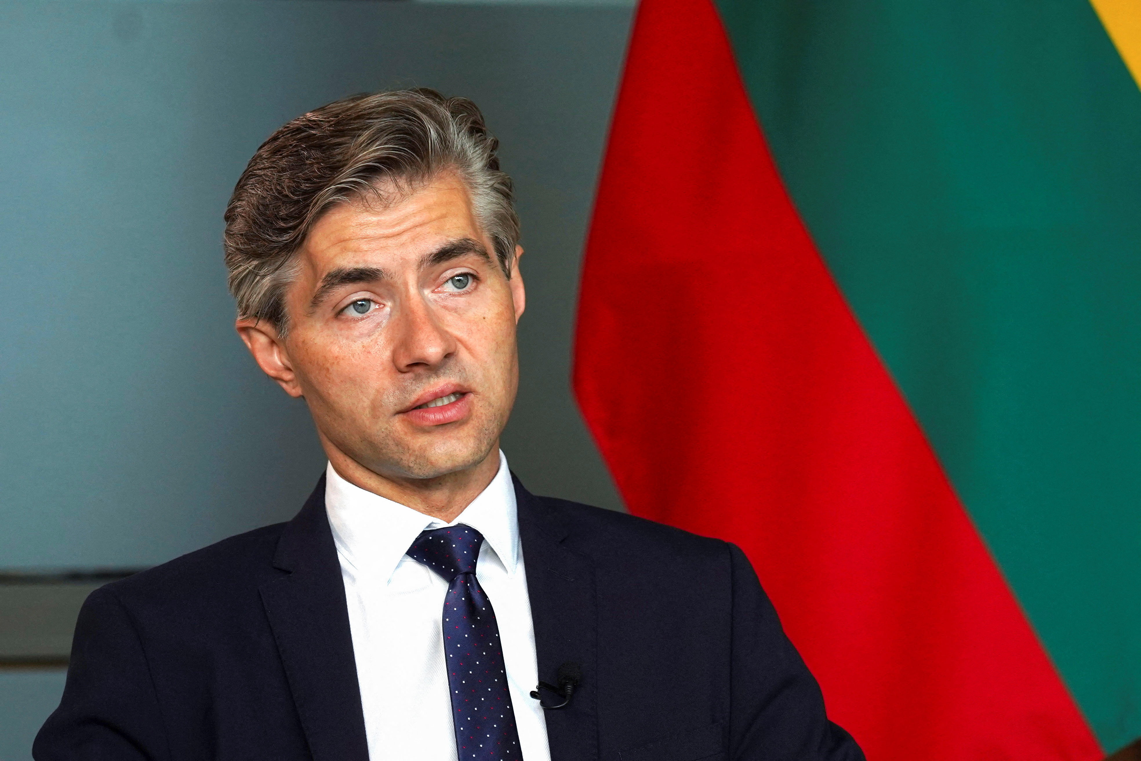 Lithuanian Foreign Minister Kestutis Budrys speaks during an exclusive interview