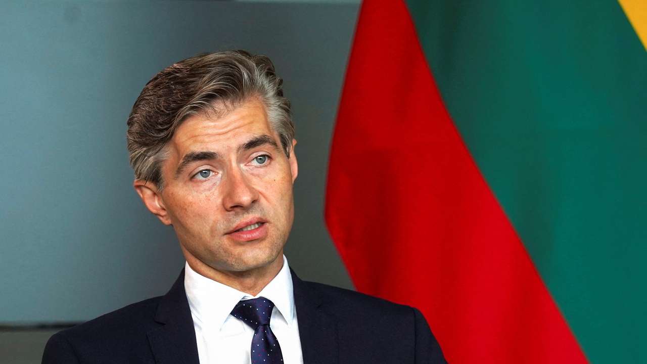 Lithuanian Foreign Minister Kestutis Budrys speaks during an exclusive interview