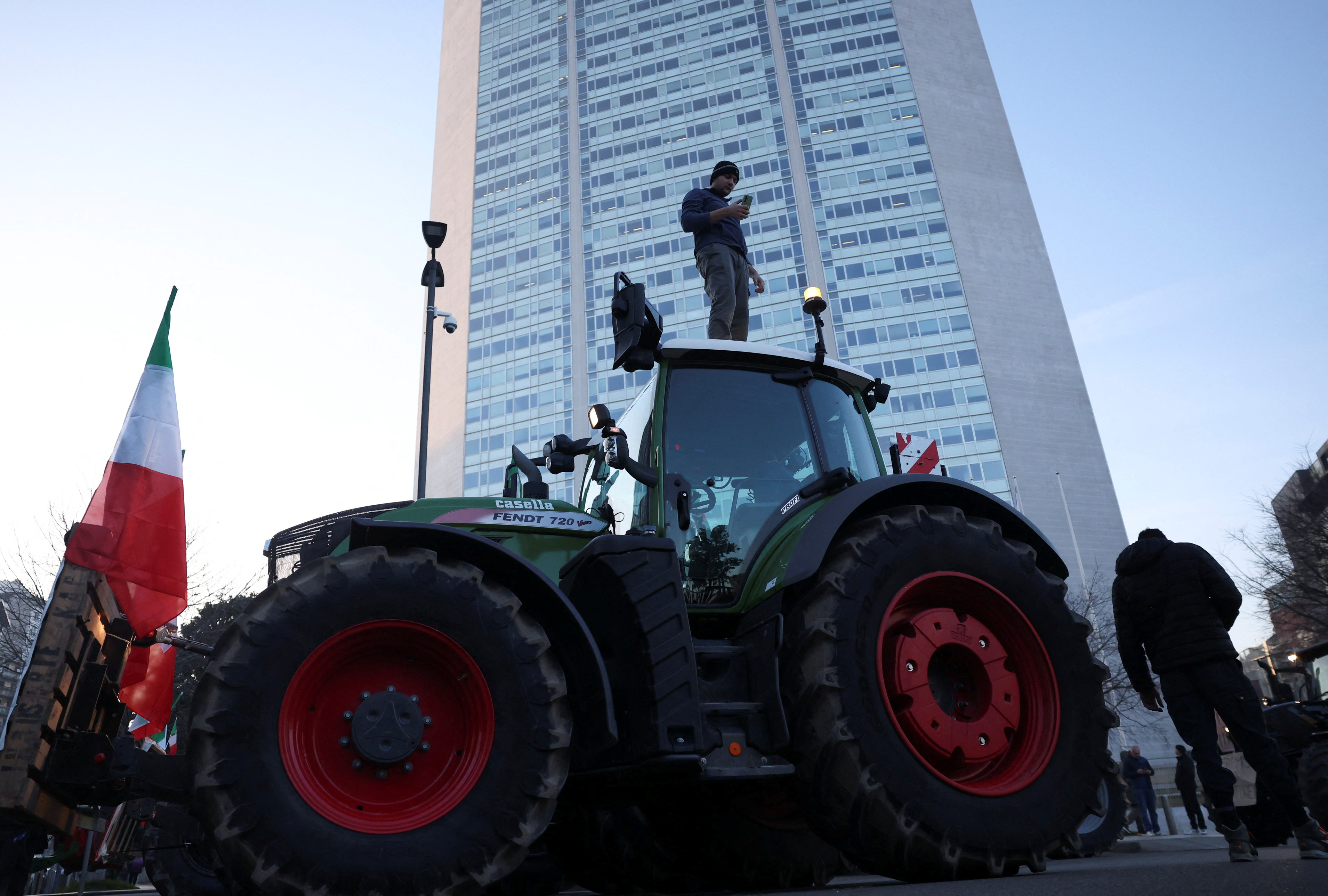 Italian farmers protest against rising costs, green rules in Milan