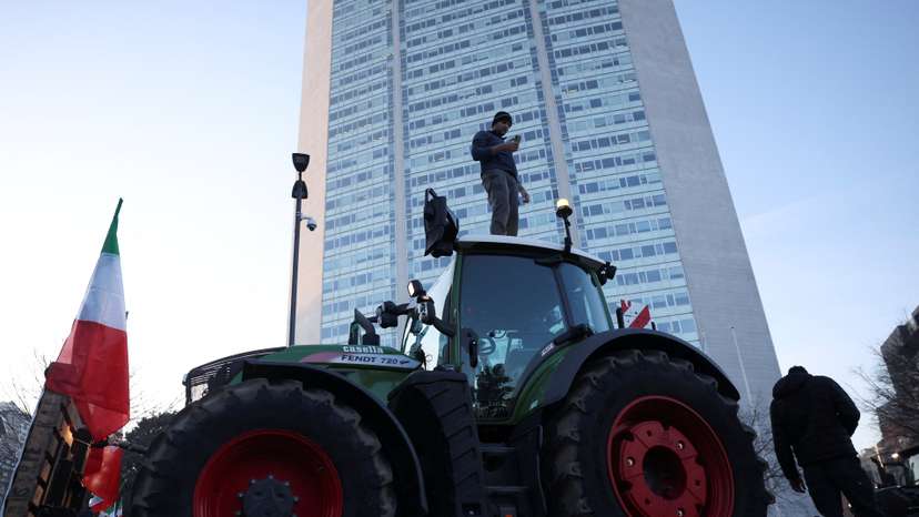 Italian farmers protest against rising costs, green rules in Milan