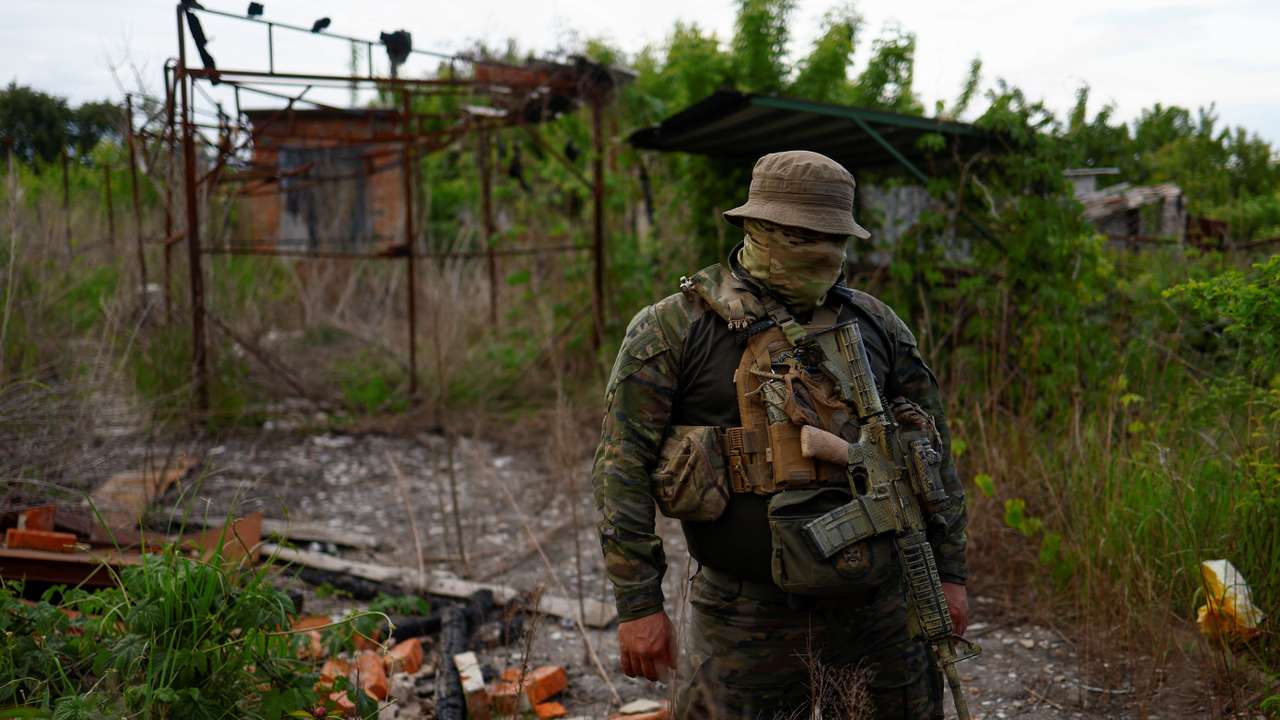 Member of the Freedom of Russia Legion with the call sign 'Winnie' speaks with Reuters before his return to fight with Russian troops near the border in Kharkiv region