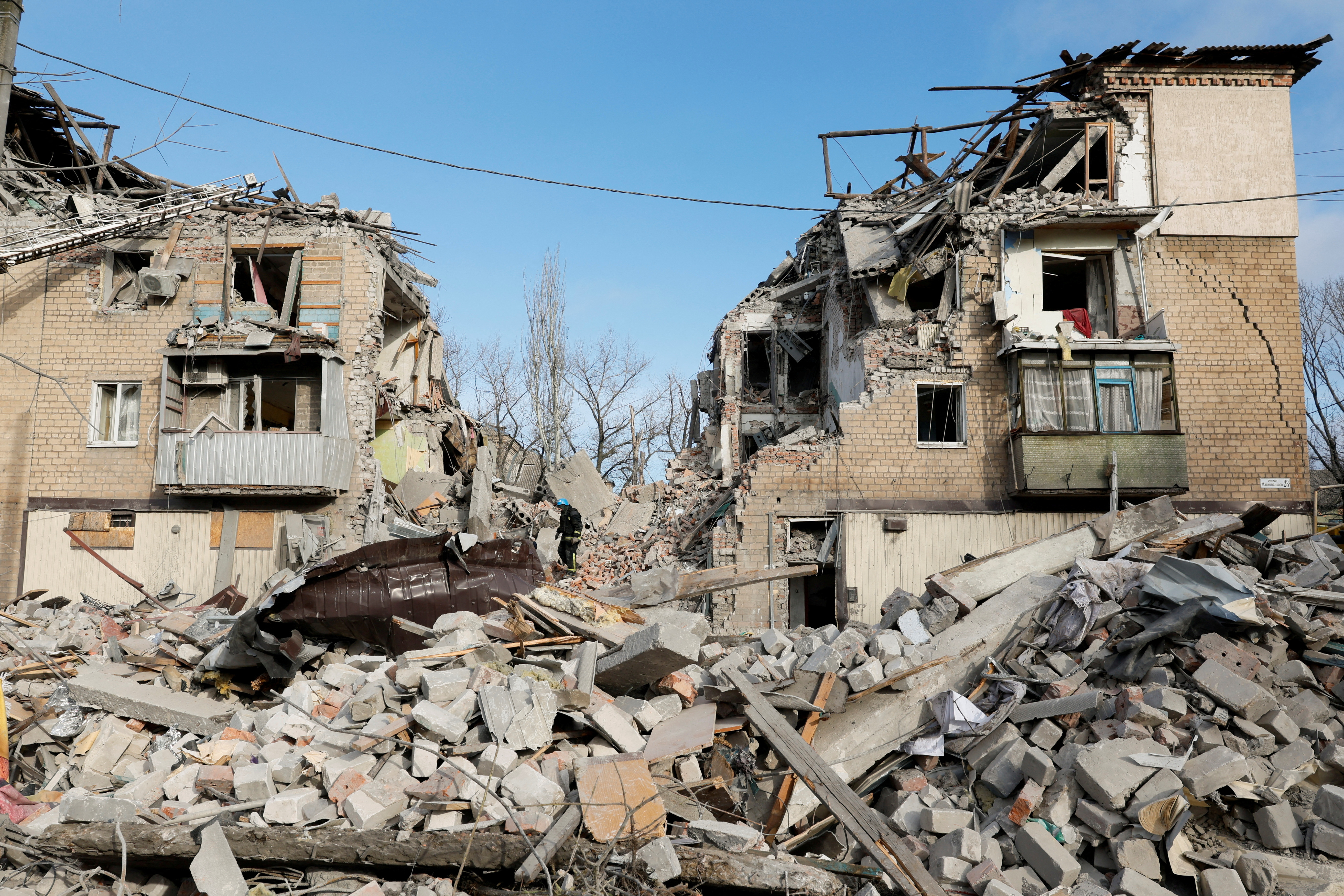 Aftermath of a Russian missile strike in Selydove