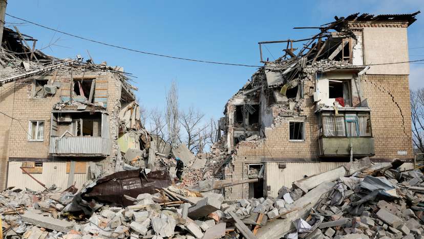 Aftermath of a Russian missile strike in Selydove