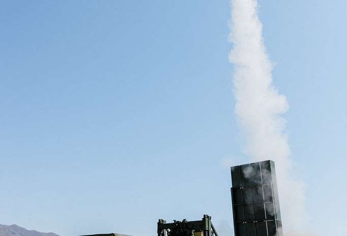 Castelion's prototype missile development test is launched from a mobile launcher in Mojave