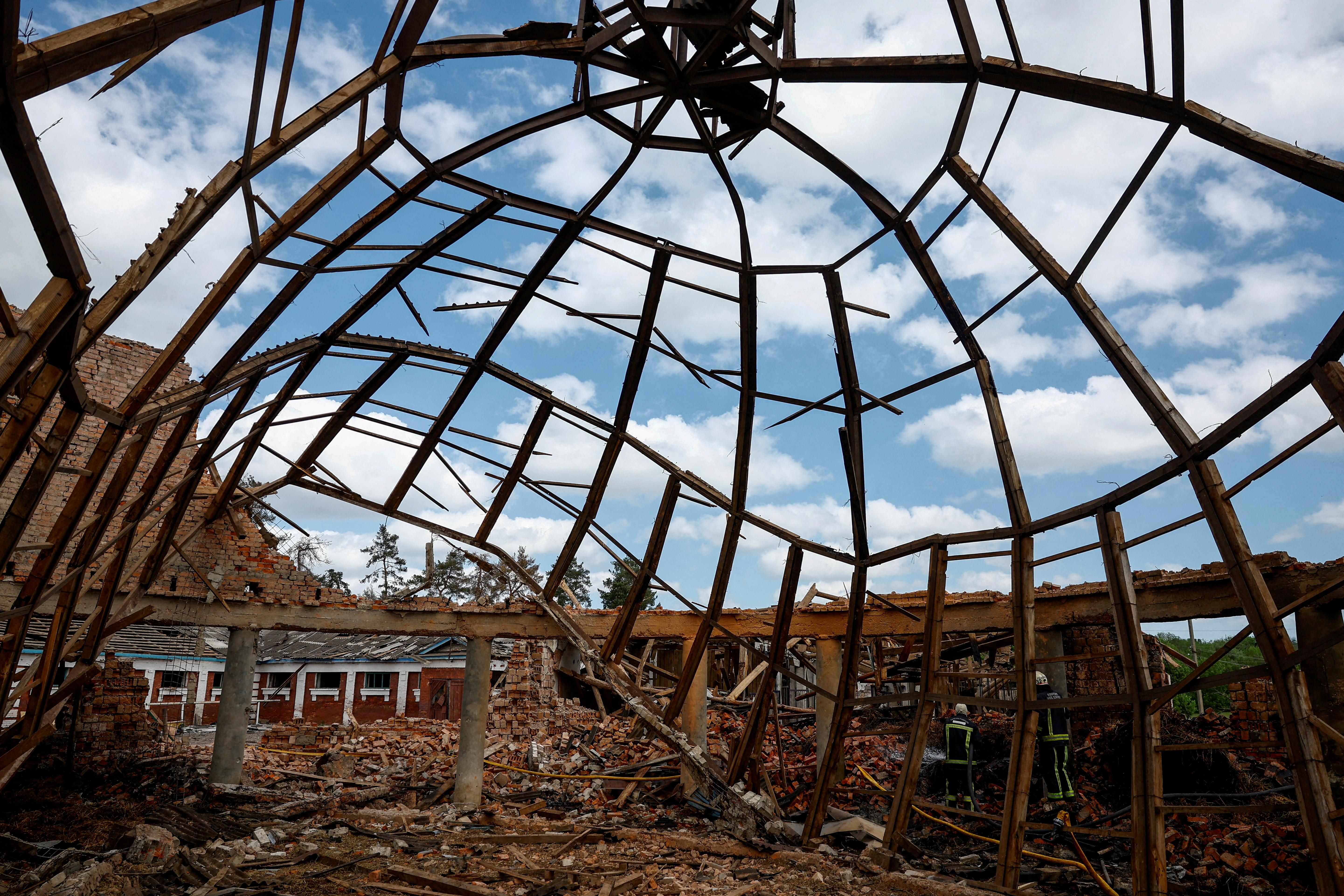 FILE PHOTO: Aftermath of a Russian missile strike outside of Kharkiv