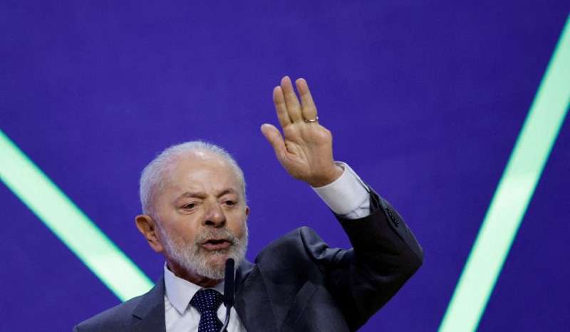FILE PHOTO: Brazil's President Luiz Inacio Lula da Silva speaks during the national technology conference in Brasilia