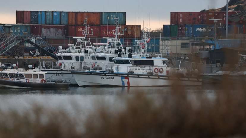 Taiwan’s Coast guard boats can be seen at a port in Kinmen