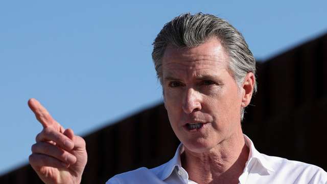 California Governor Gavin Newsom speaks on transnational commerce and border security, in San Diego