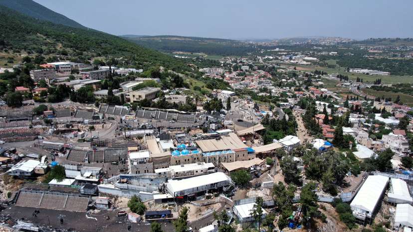 FILE PHOTO: A drone picture shows Mount Meron where fatalities were reported among the thousands of ultra-Orthodox Jews who gathered at the tomb of a 2nd-century sage for annual commemorations