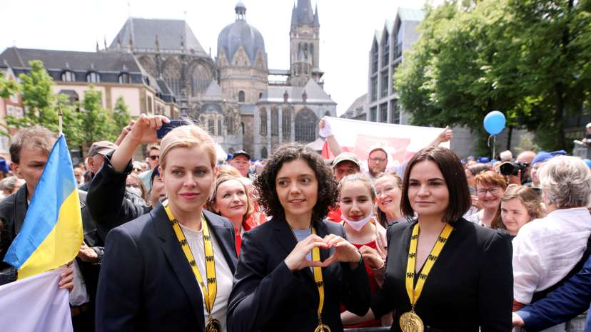 FILE PHOTO: Belarusian activists receive Charlemagne Prize in Aachen