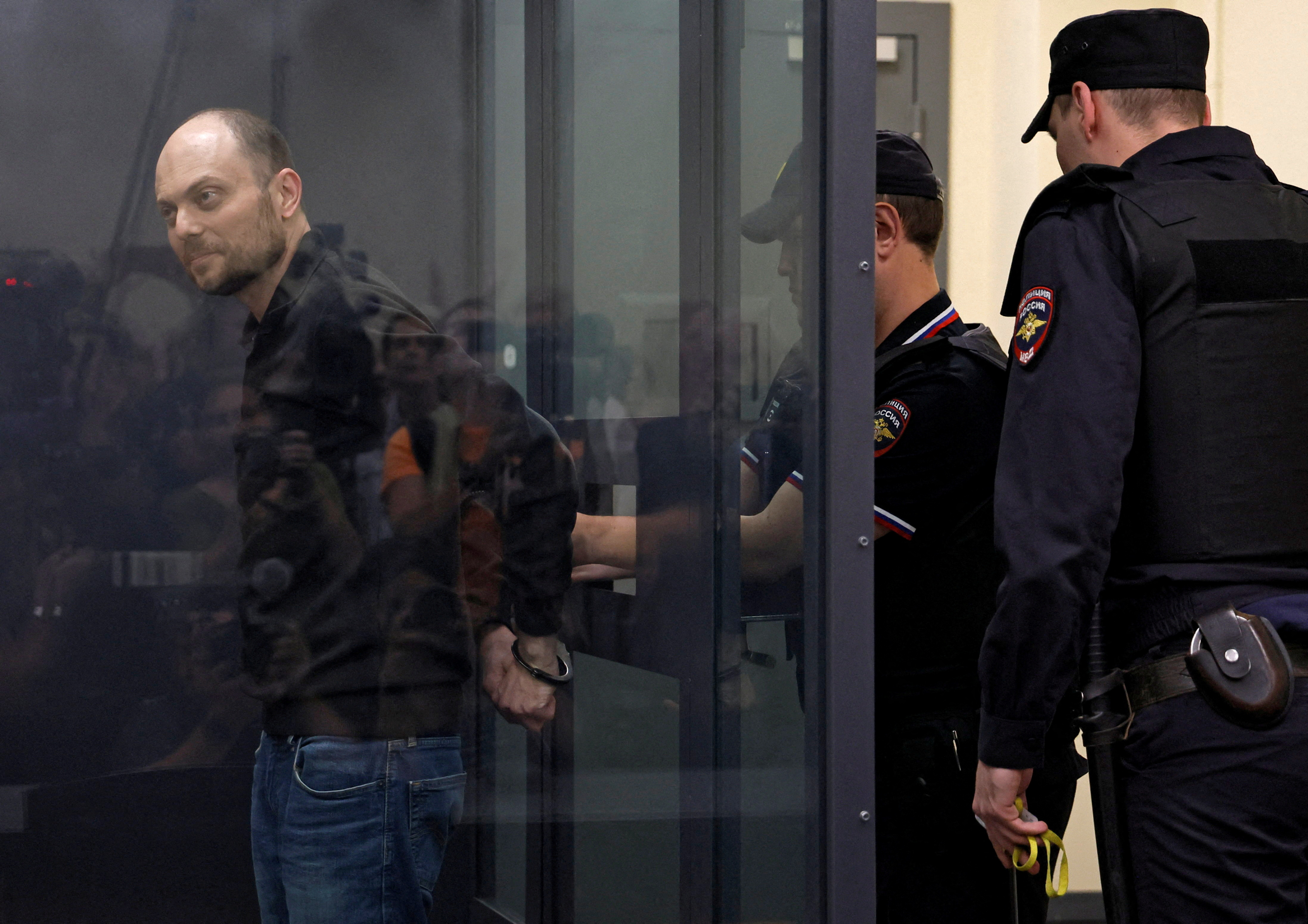 FILE PHOTO: Russian opposition figure Vladimir Kara-Murza attends a court hearing in Moscow