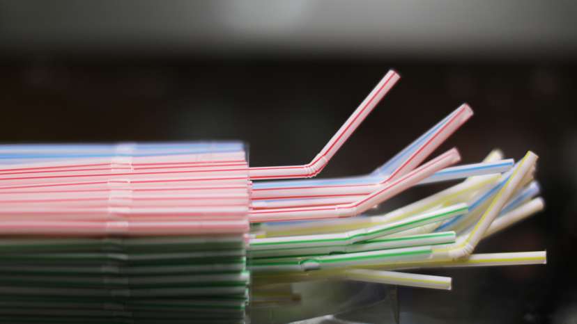 Plastic straws are on display in a shop in Nice