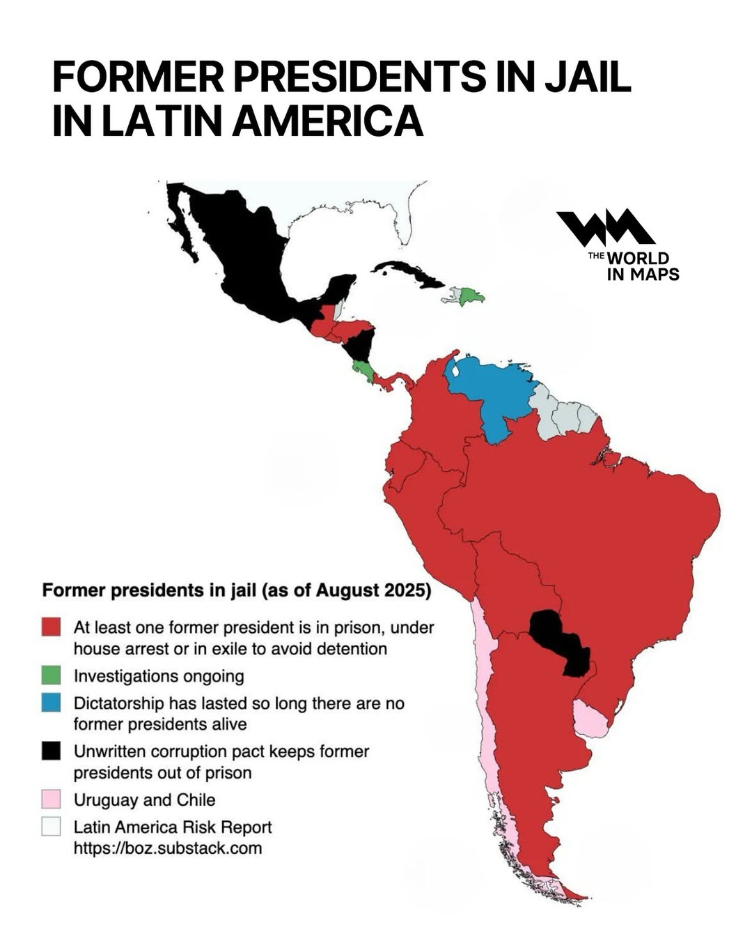 Much of Latin America is marked by former leaders in jail, under house arrest or living in exile