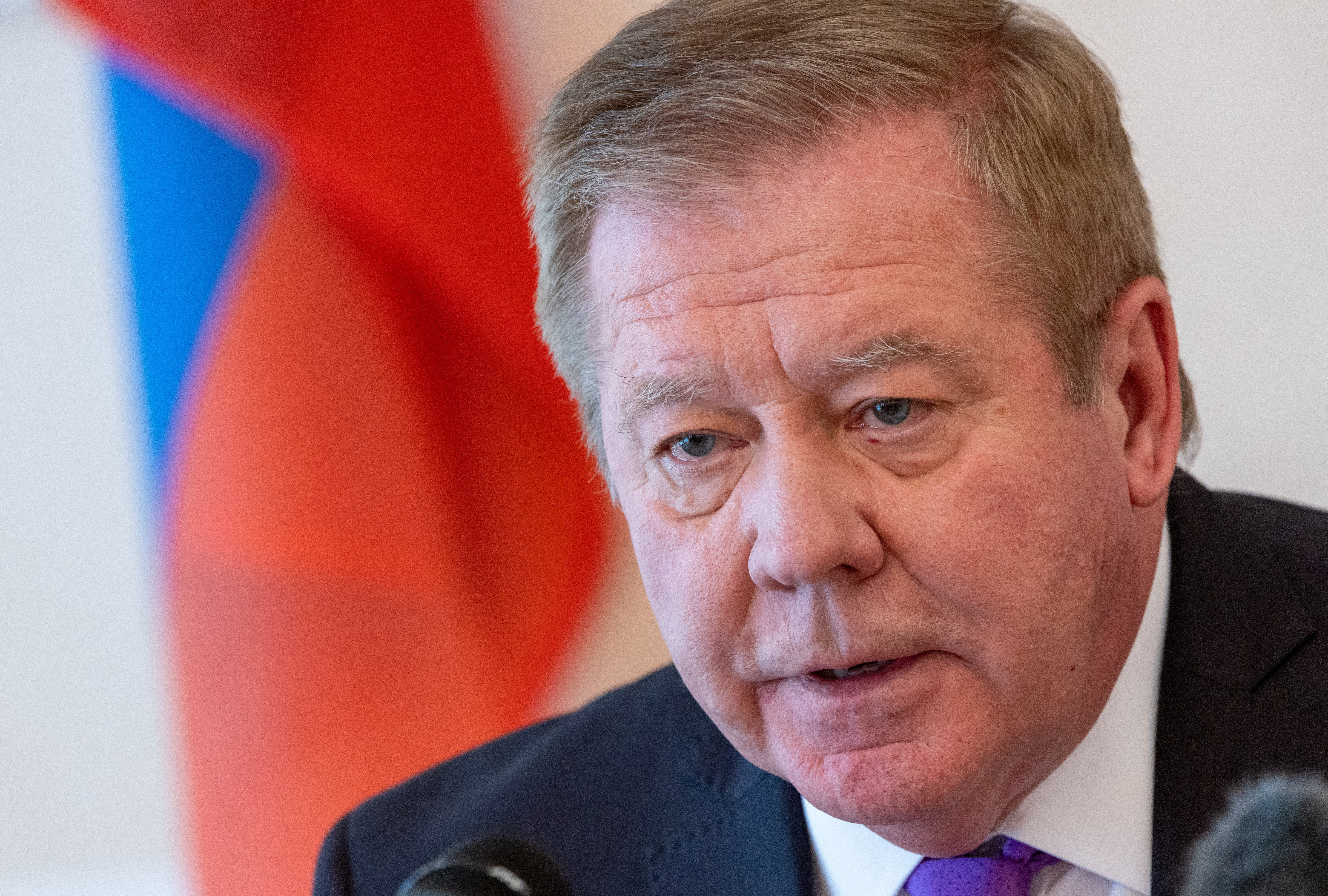 Russian ambassador to the UN Gatilov attends a briefing in Geneva