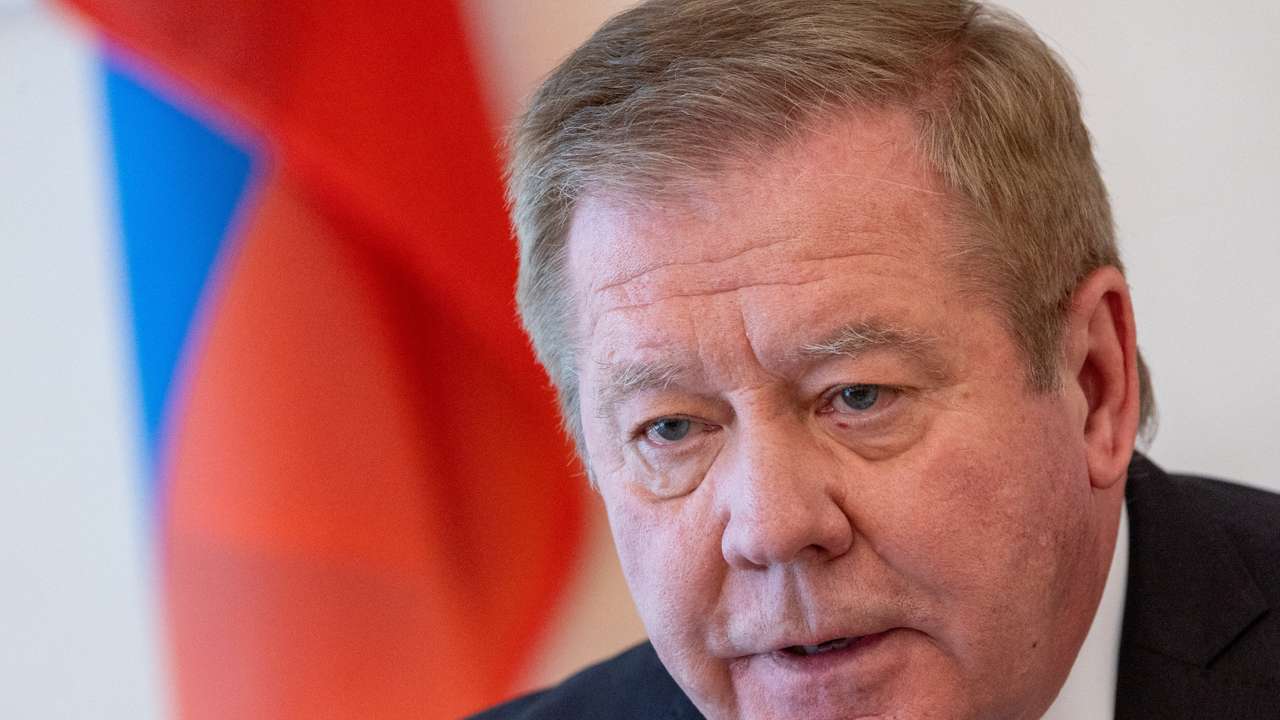 Russian ambassador to the UN Gatilov attends a briefing in Geneva