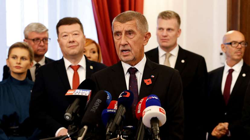 Singing of a coalition agreement in Prague