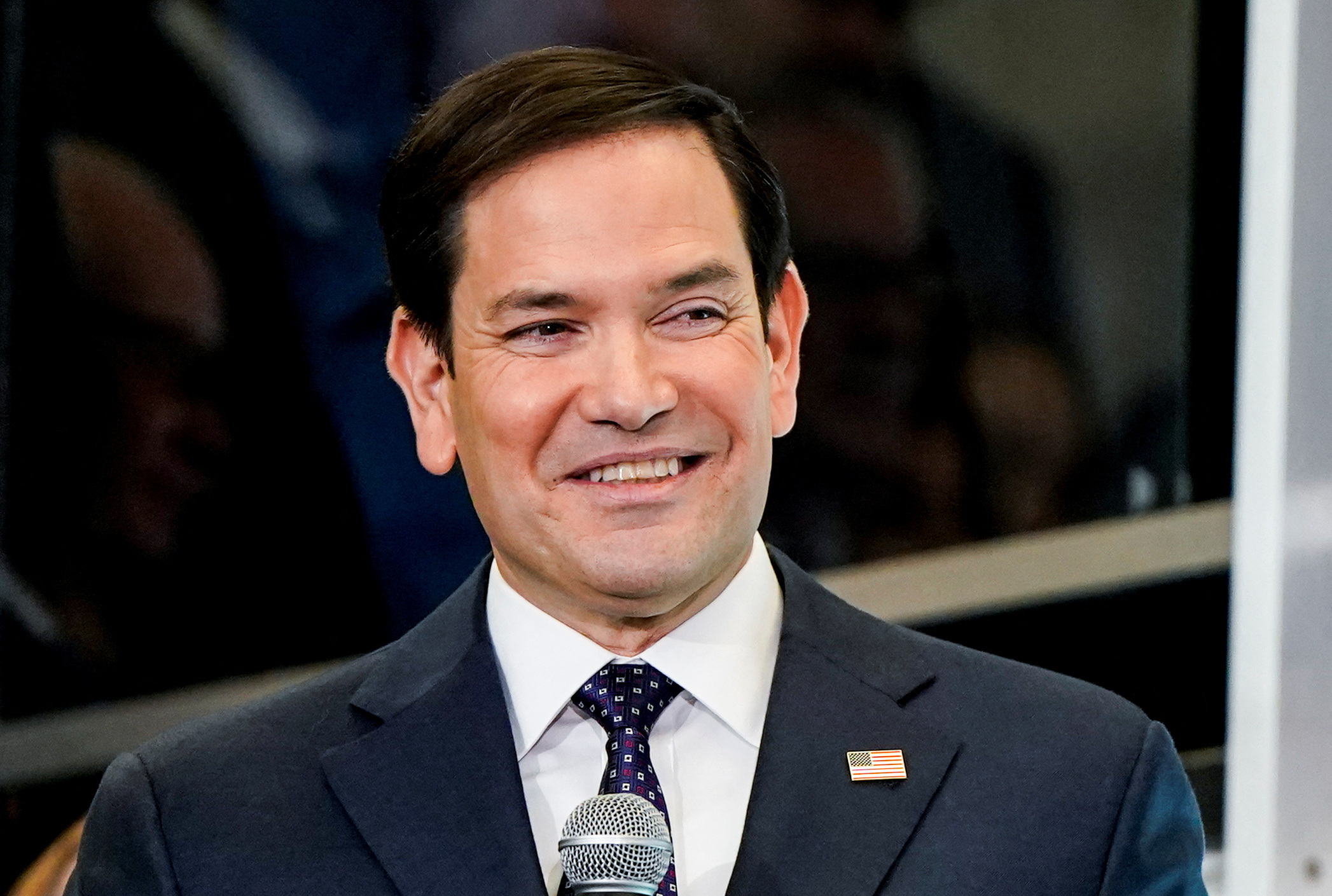 Newly confirmed U.S. Secretary of State Marco Rubio speaks to reporters at the State Department in Washington