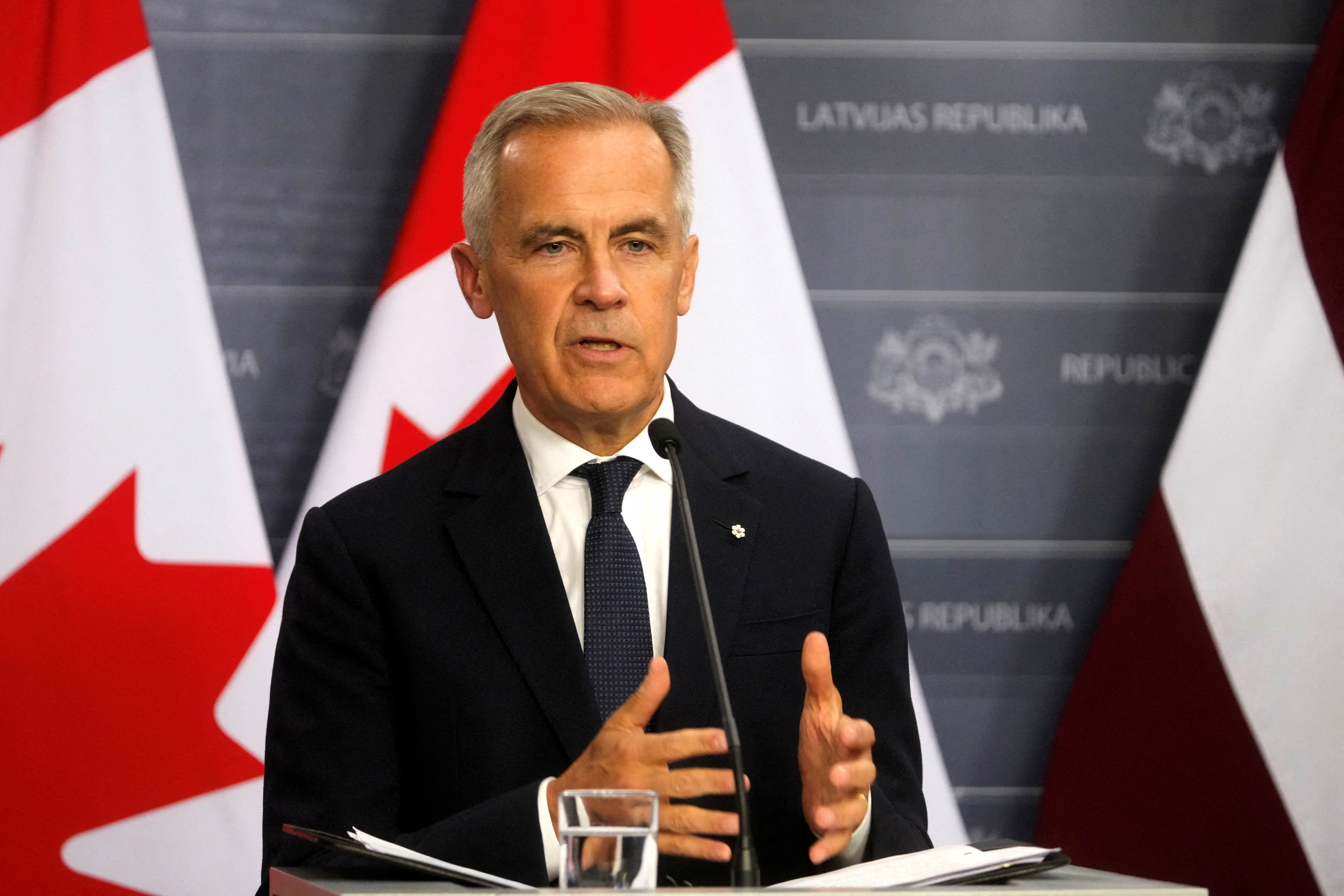 FILE PHOTO: Canadian Prime Minister Mark Carney in Riga
