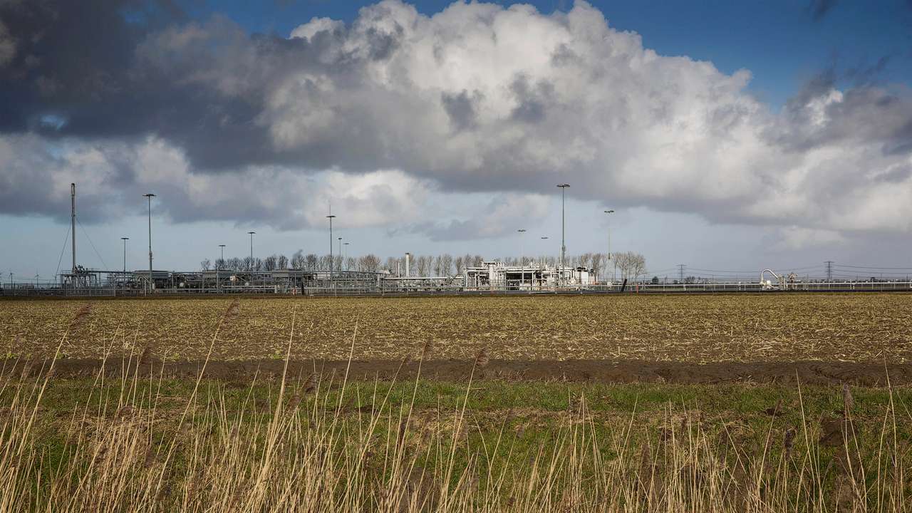 A view of a gas production plant is seen in 't Zand in Groningen