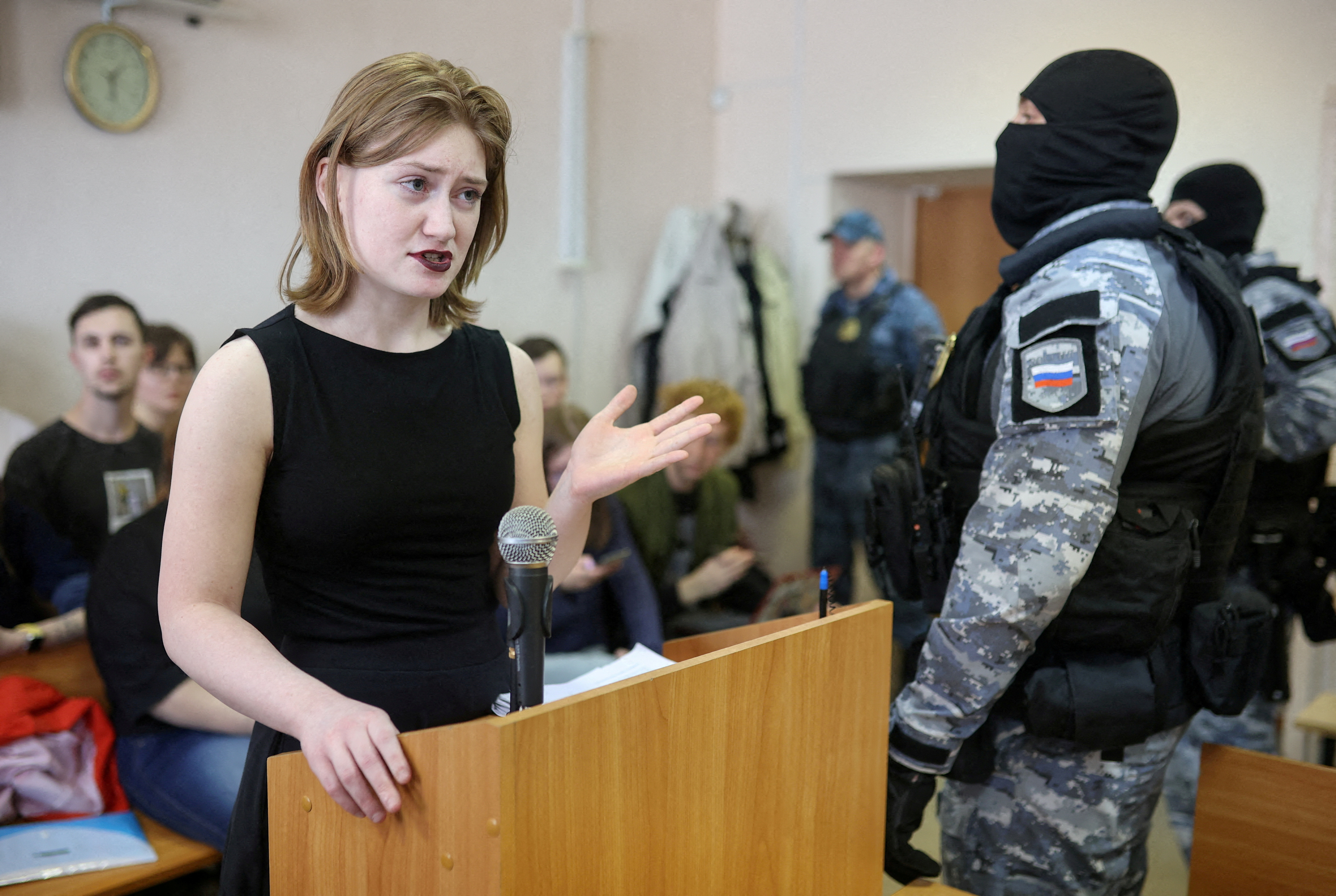 FILE PHOTO: Activist Darya Kozyreva charged with discrediting Russian army appears in St. Petersburg court