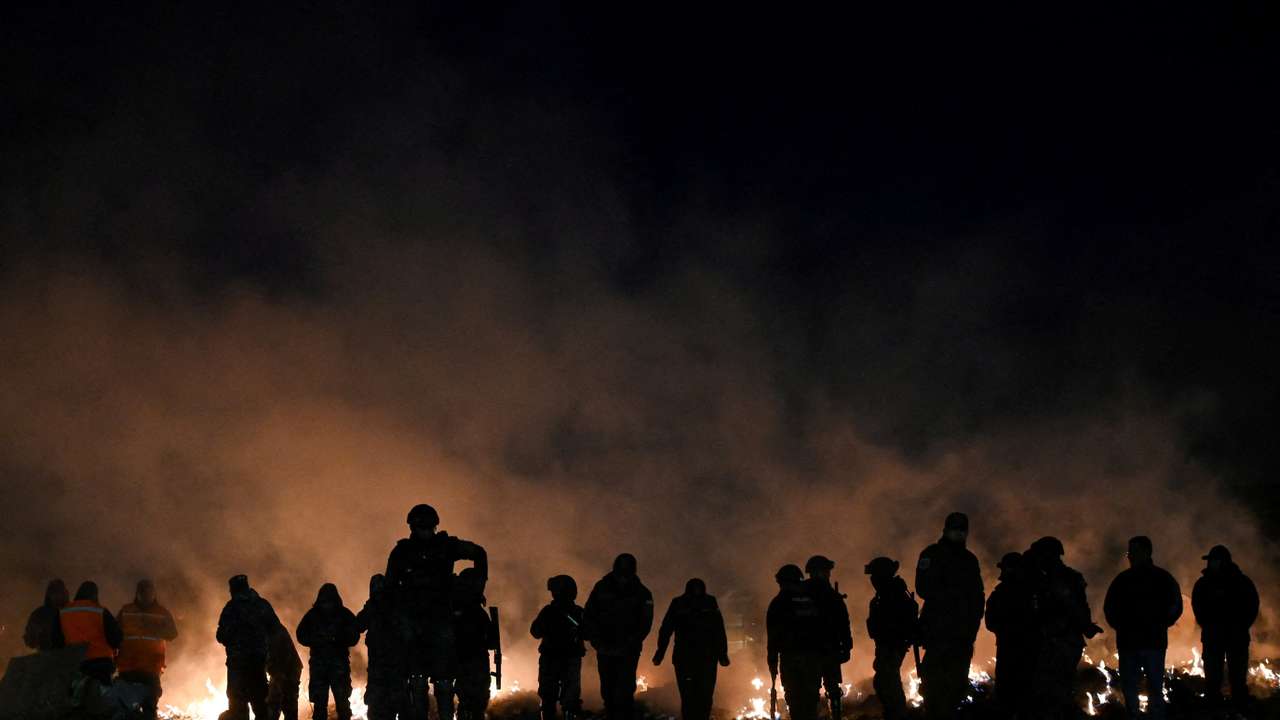 Aftermath of Bolivian military plane crash in El Alto