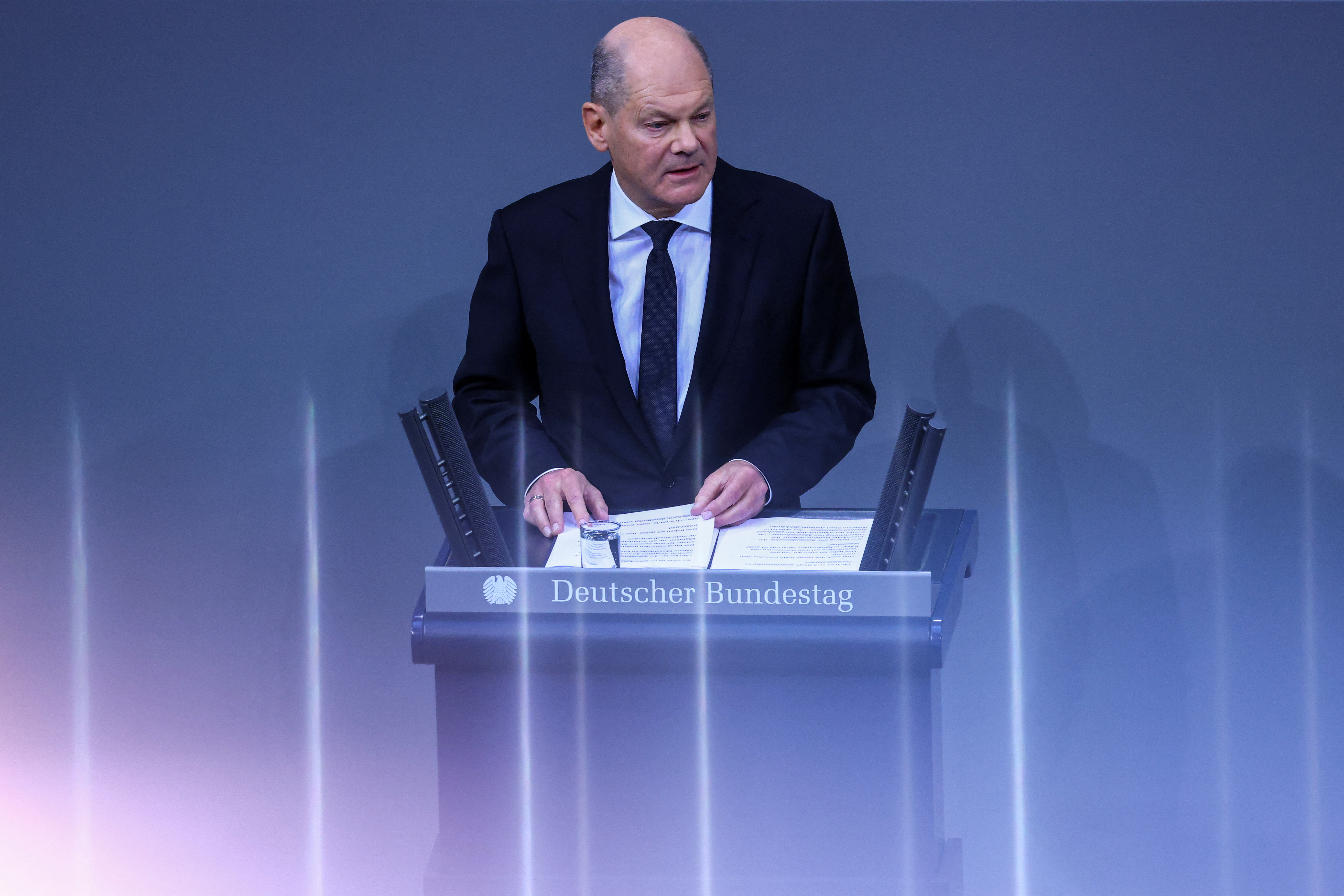 German Chancellor Olaf Scholz addresses the German lower house of parliament Bundestag after the attacks in Magdeburg and Aschaffenburg in Berlin