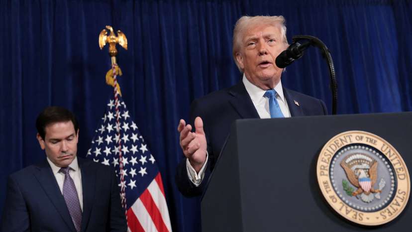 U.S. President Trump holds press conference following U.S. military strike on Venezuela, in Palm Beach