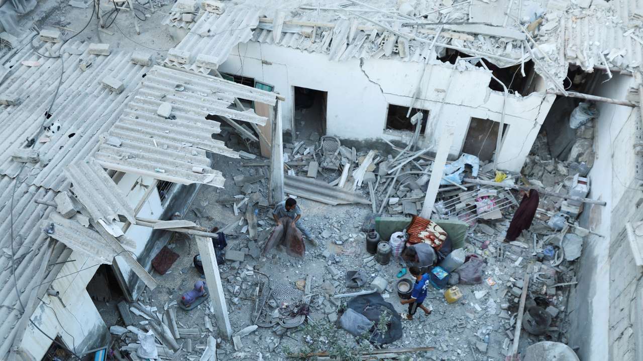 Site of an Israeli strike on a house, in Deir Al-Balah in the central Gaza Strip