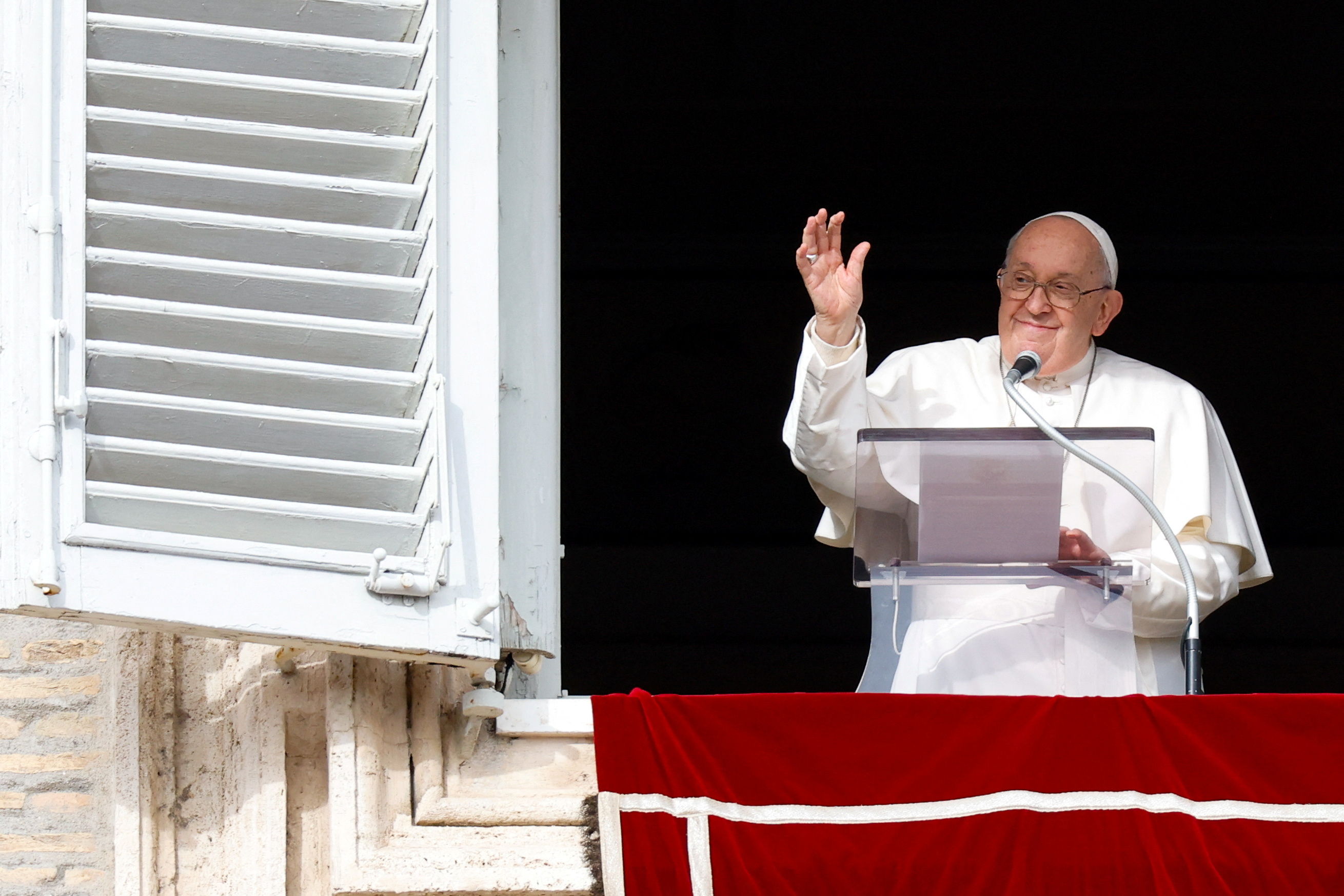 Pope Francis leads the Angelus prayer at the Vatican