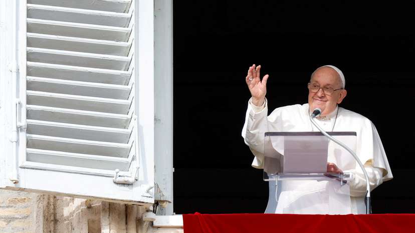 Pope Francis leads the Angelus prayer at the Vatican