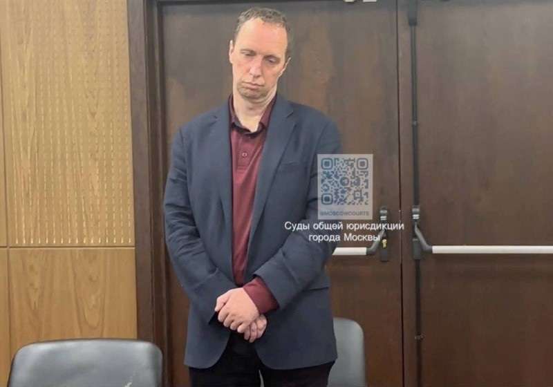 U.S. citizen Joseph Tater, accused of petty hooliganism, attends a court hearing in Moscow