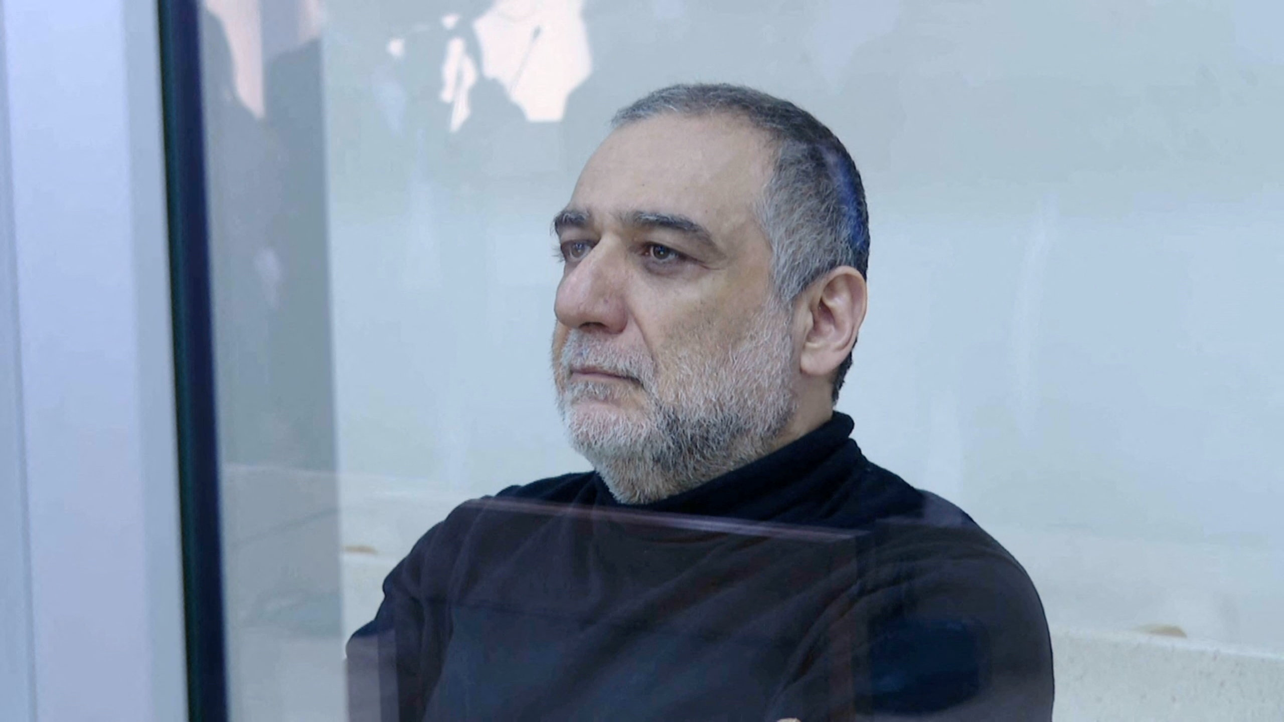 Former Karabakh official Ruben Vardanyan attends a court hearing in Baku