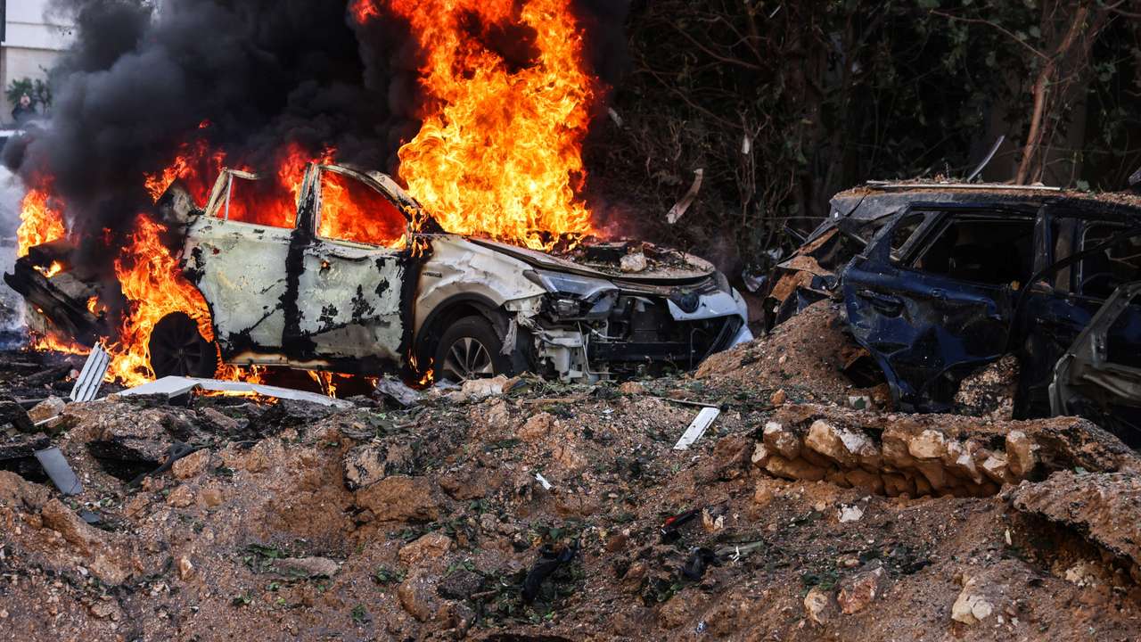 Aftermath of Iranian missile barrages in central Israel