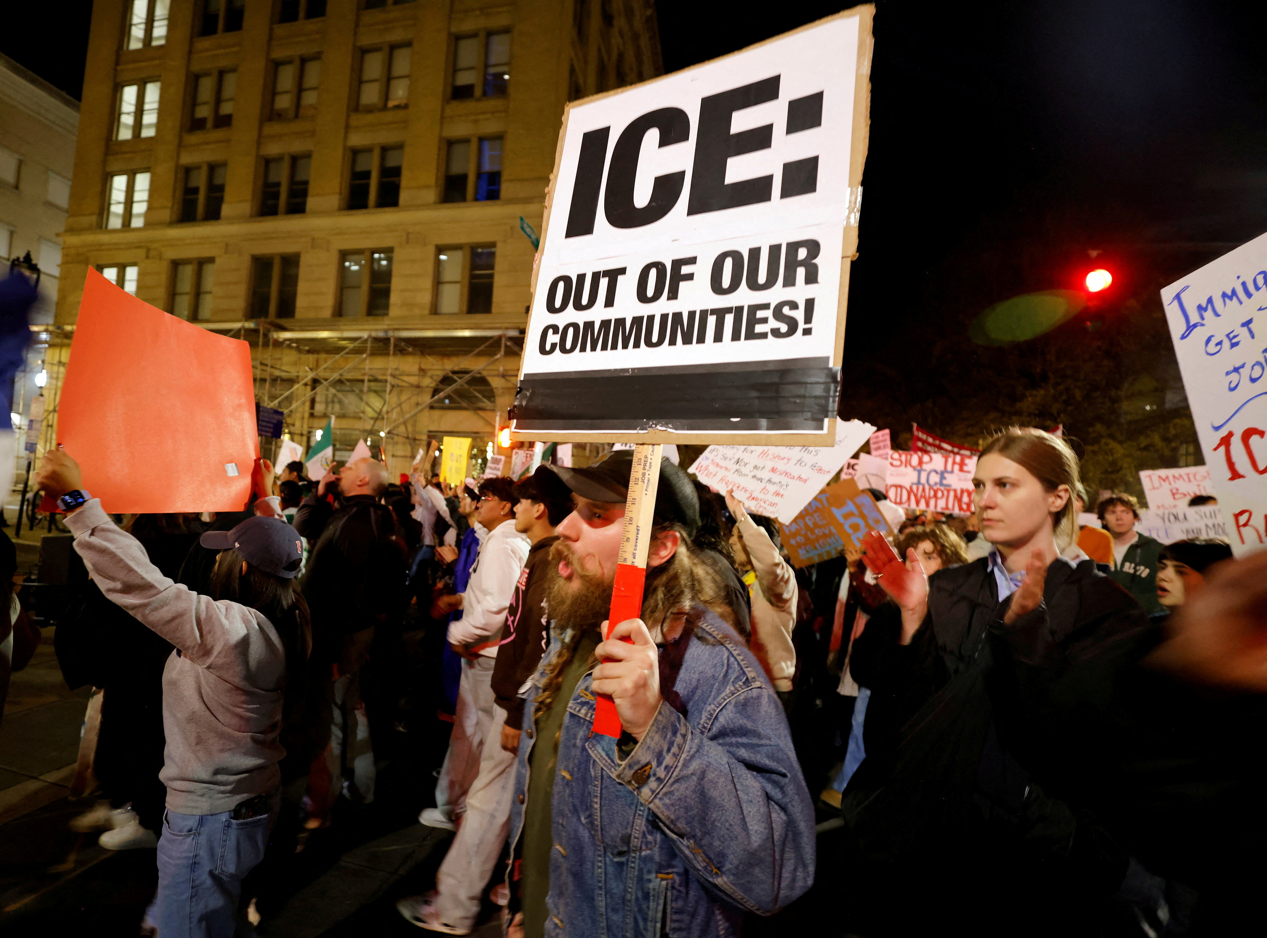 FILE PHOTO: People protest against federal immigration authorities in North Carolina