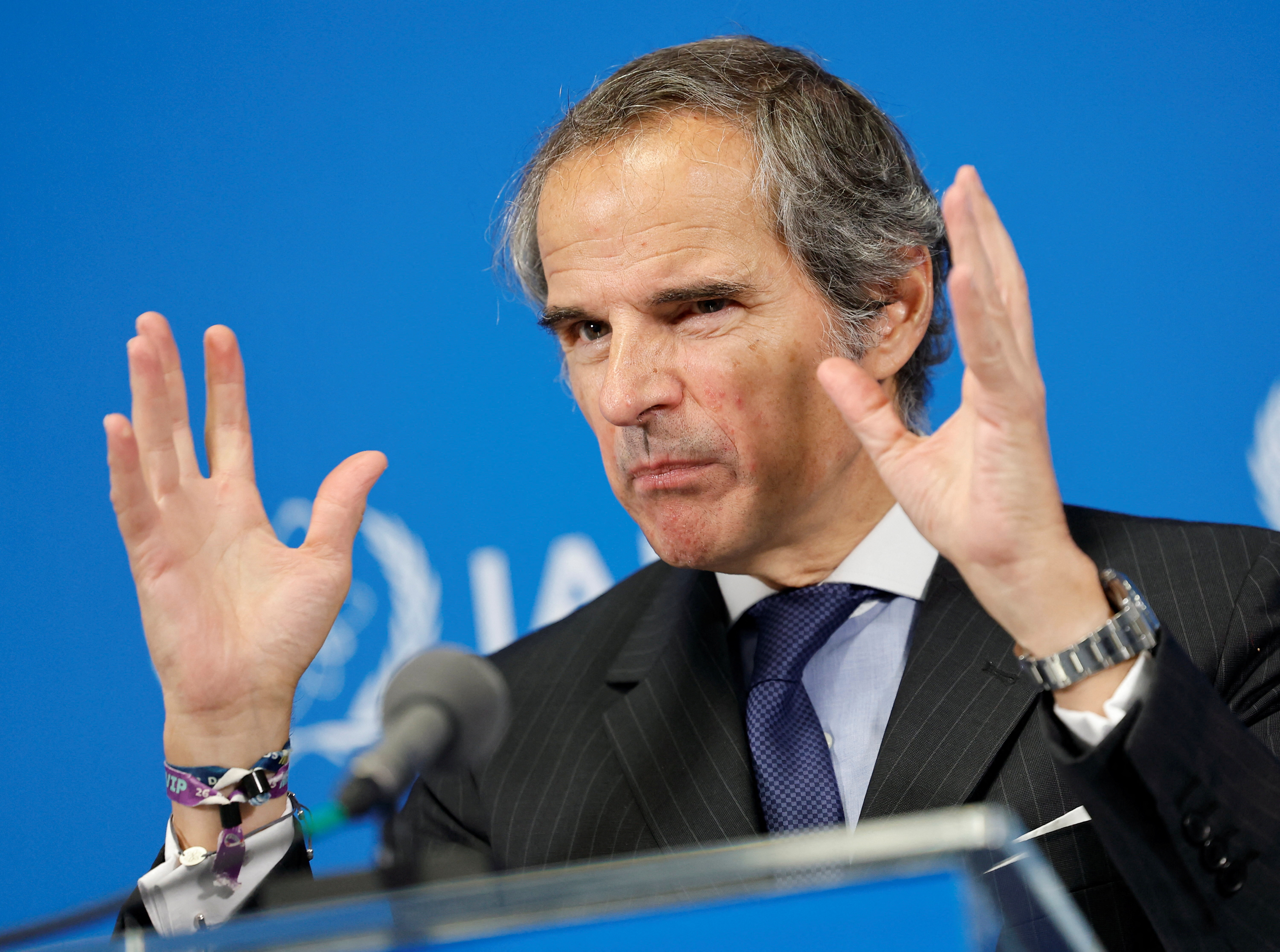IAEA Director General Rafael Grossi holds a press conference in Vienna