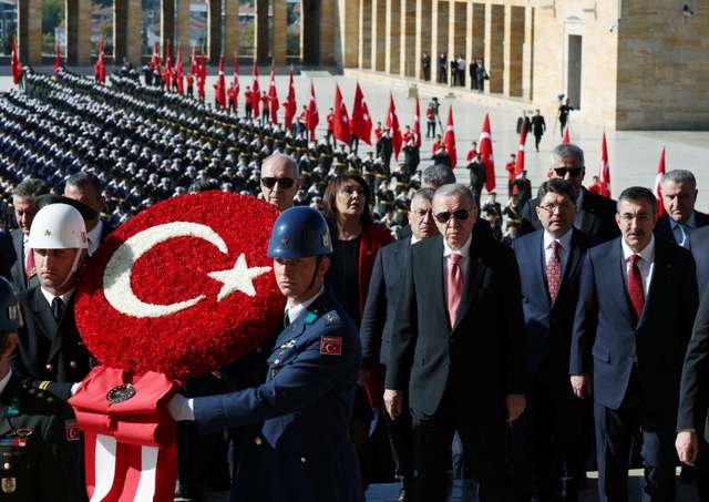 Turkish President Erdogan attends a Republic Day ceremony in Ankara