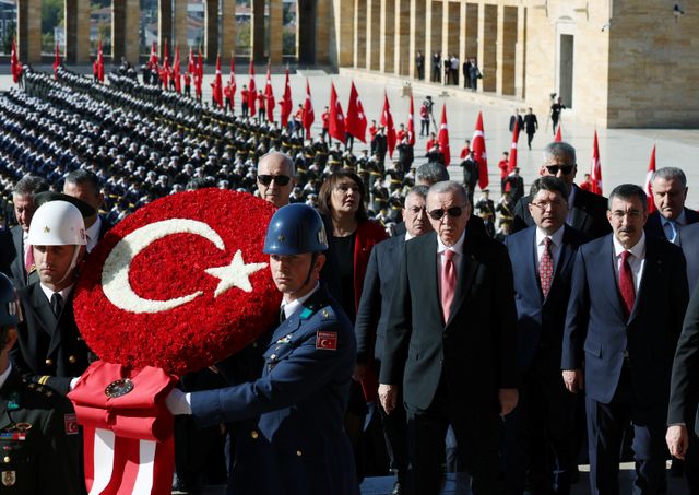 Turkish President Erdogan attends a Republic Day ceremony in Ankara